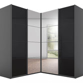 Rauch Lema 4 Door Sliding Corner Wardrobe - Basalt Glass - Pendle Village Furniture